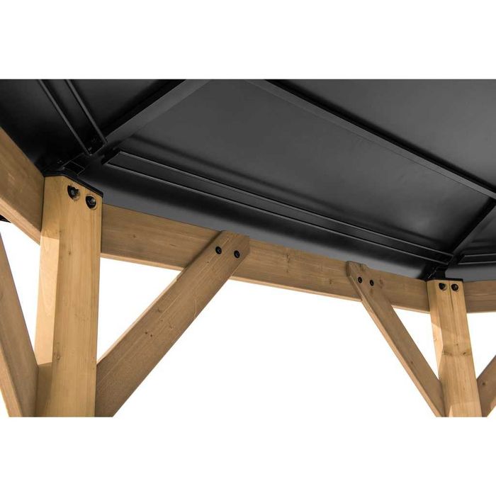 Altana drewniana 4x4 m ogrodowa, pawilon antracytowa okrągła