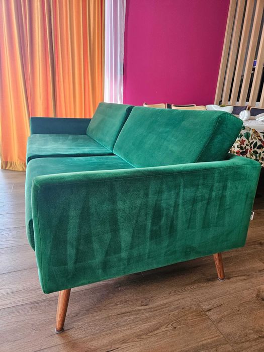 Sofa Glädje 3-osobowa, butelkowa zieleń Sz:216cm