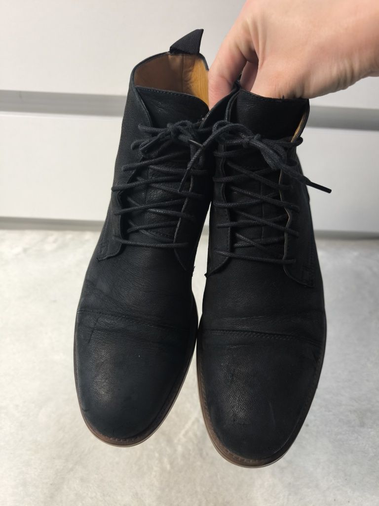 VAGABOND - skórzane męskie sztyblety czarne botki 100% skóra nubuck 41