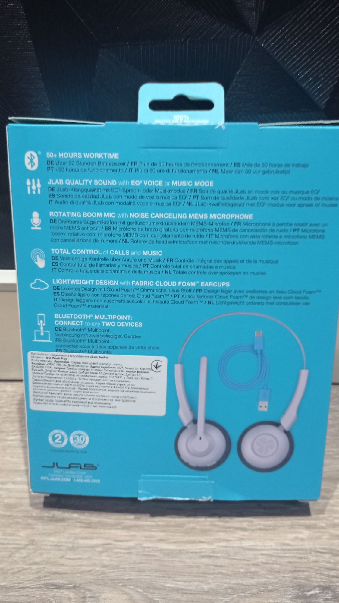 НОВІ! Навушники з мікрофоном JLAB Go Work Pop Wireless Headphones Lila