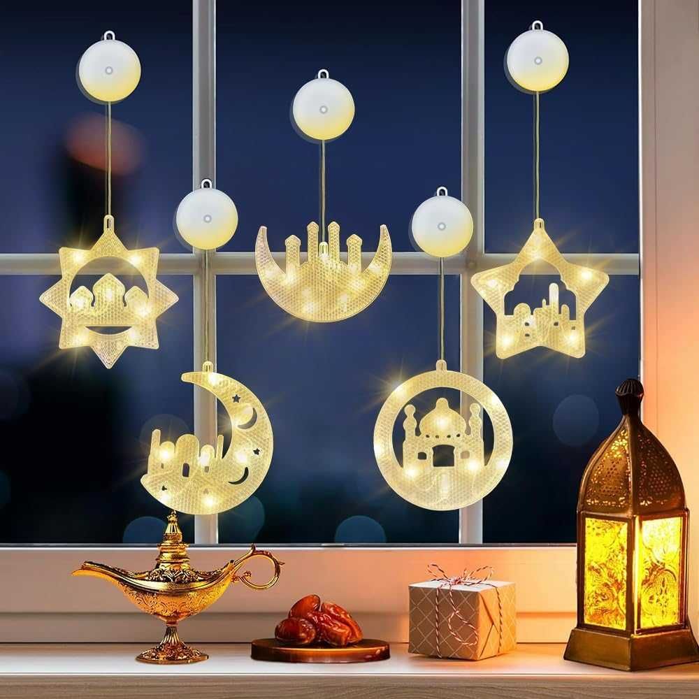 Świąteczne lampy LED na Ramadan, dekoracyjne lampy Eid Mubarak, 5 szt.