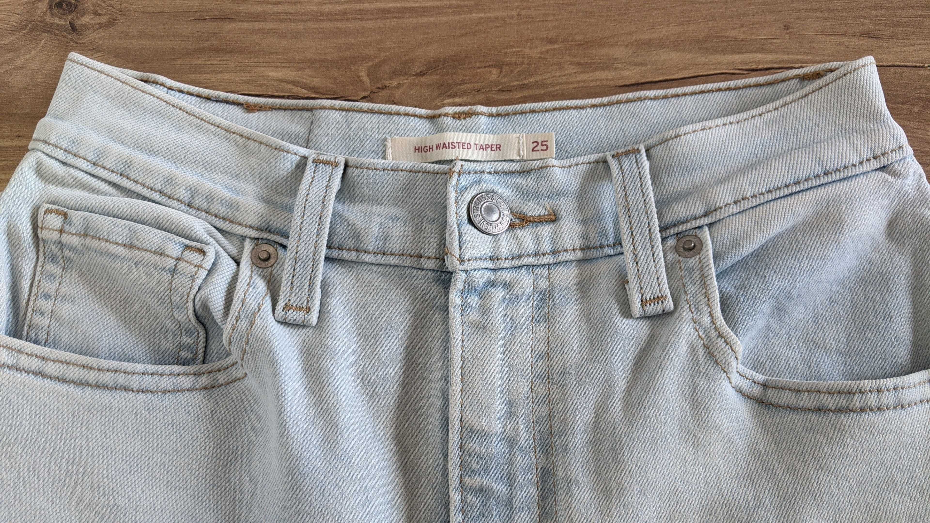 Jeansy levi's high waisted taper w25 l27 jasny denim
