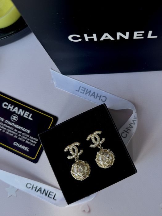 Сережки Chanel, шанель пусети з перлинами, сережки святкові