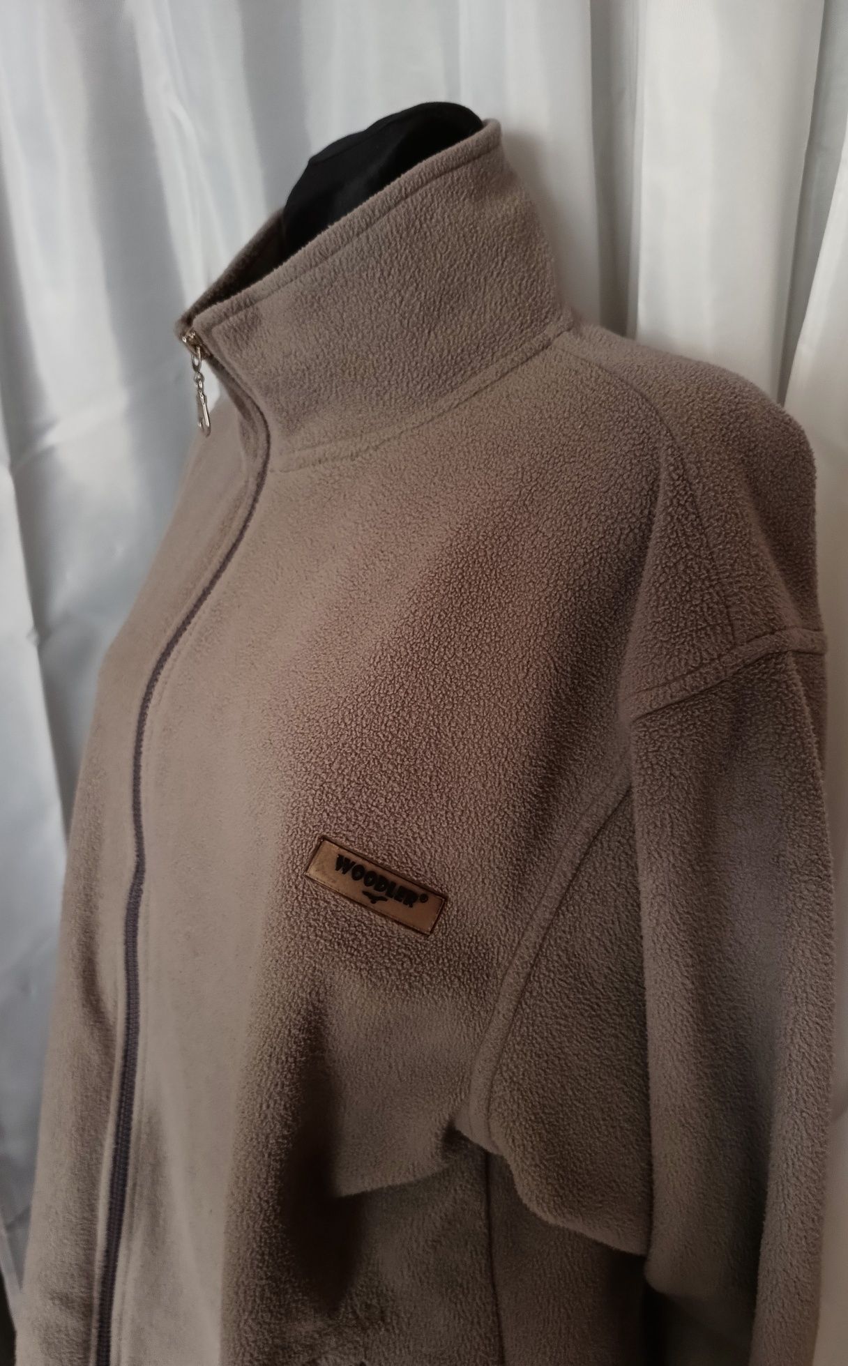 Szarobrązowa bluza z długim rękawem na zamek, Unisex, Woodler XL
