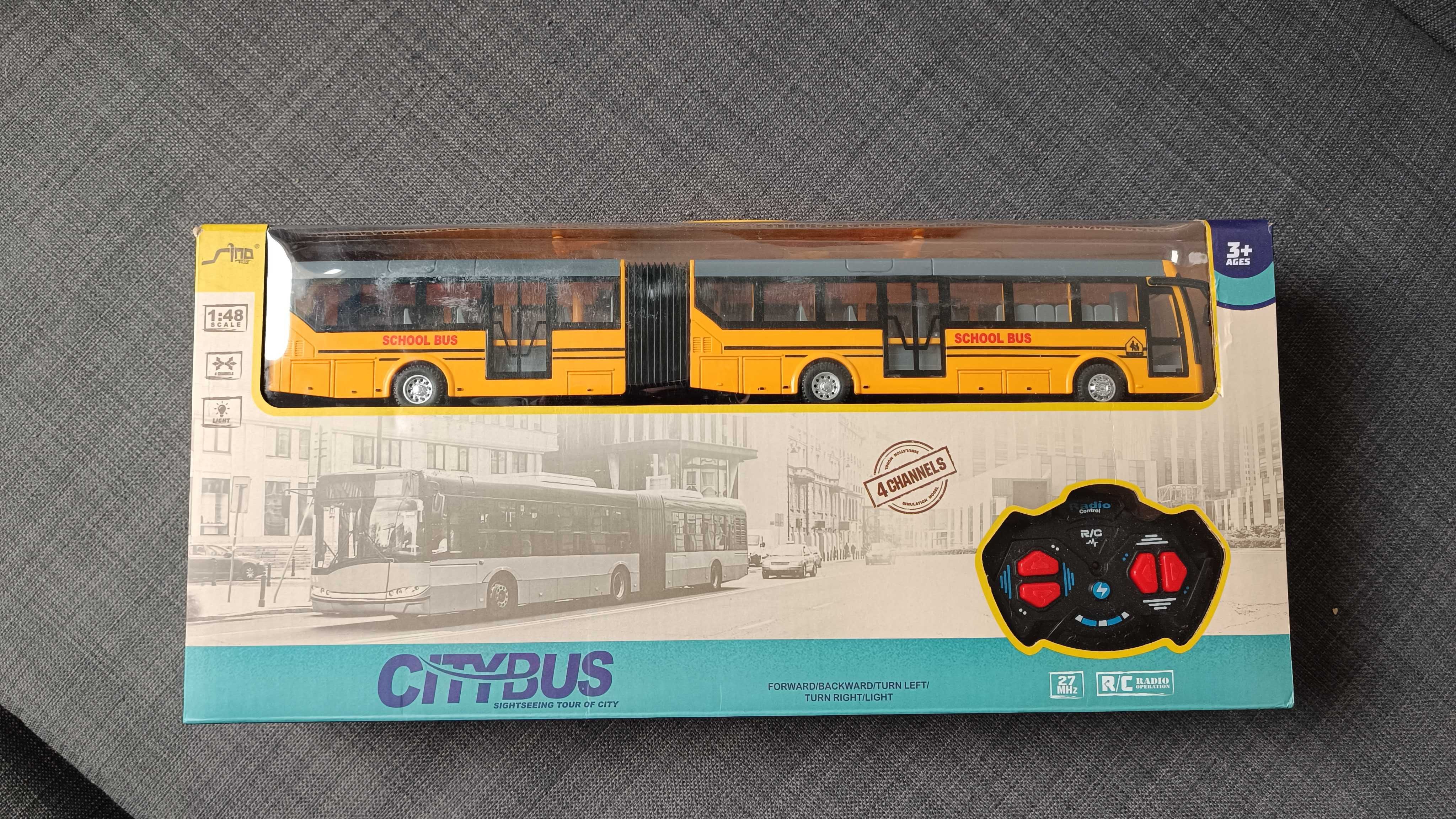 Autobus szkolny przegubowy RC, pilot, akumulatorowy, efekty świetlne