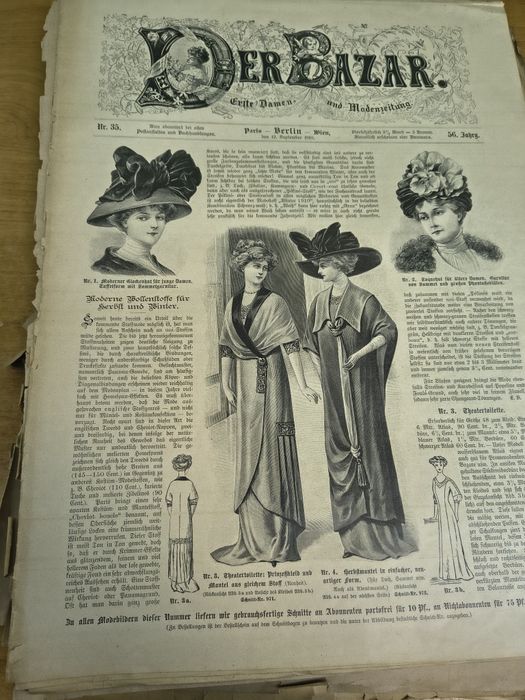 Zabytkowy magazyn modowy „Der Bazar” – rok 1910