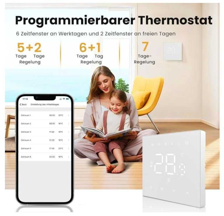 Termostat MIUCDA WT410-WH-3A-W wodne ogrzewanie, inteligentny