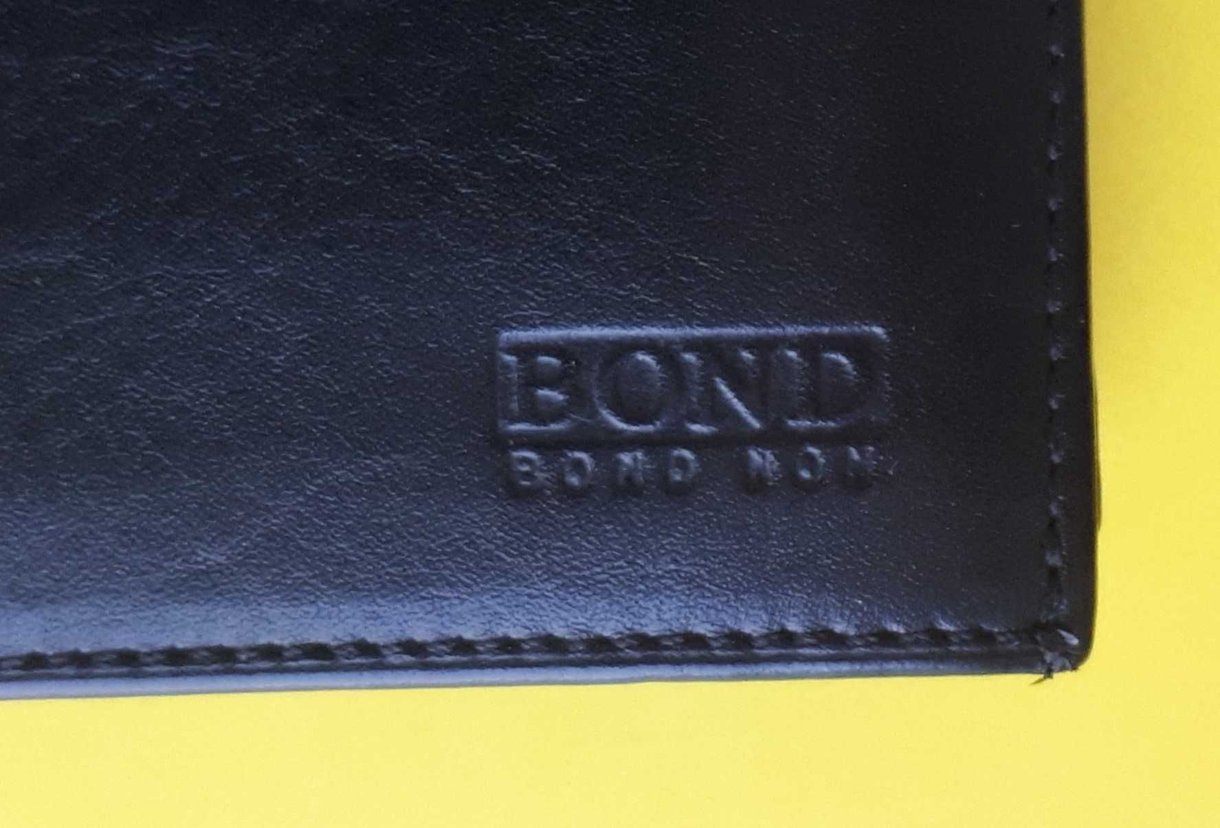 Новое кожаное мужское черное портмоне кошелек Bond Множество отделений