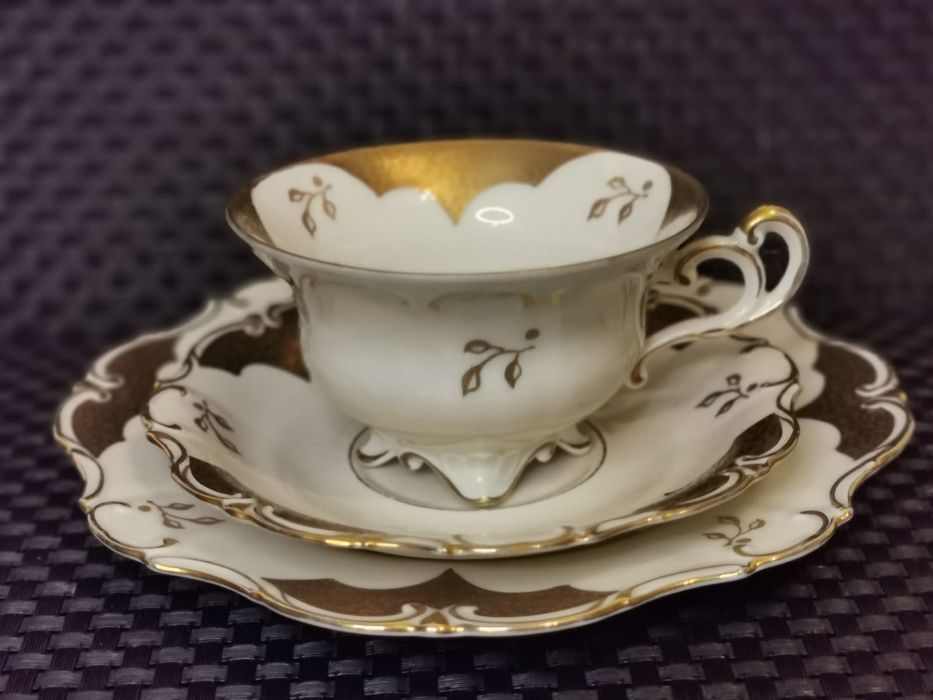 Porcelana Śląska TRIO TILLOVITZ Tułowice Złocona Unikat