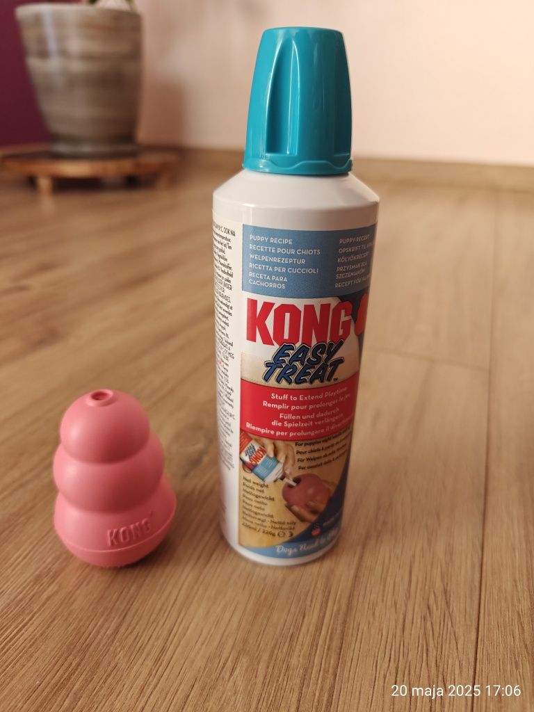 Kong Puppy roz. S + Kong Easy Treat Puppy 226g zabawka szczeniak