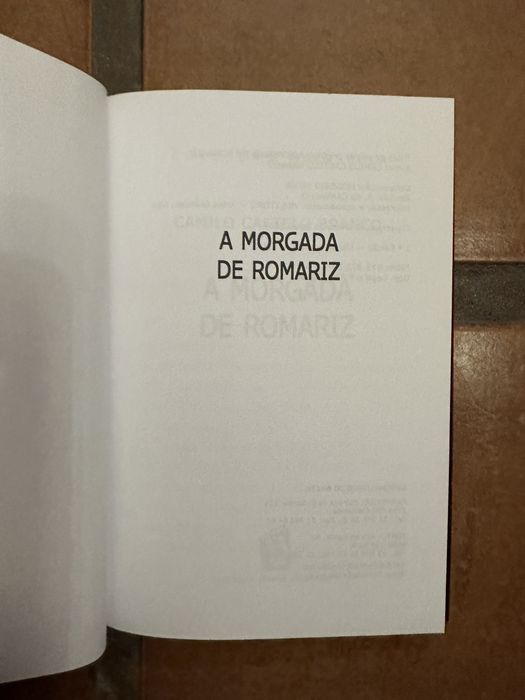 Livro A Morgada de Romariz - Camilo Castelo Branco