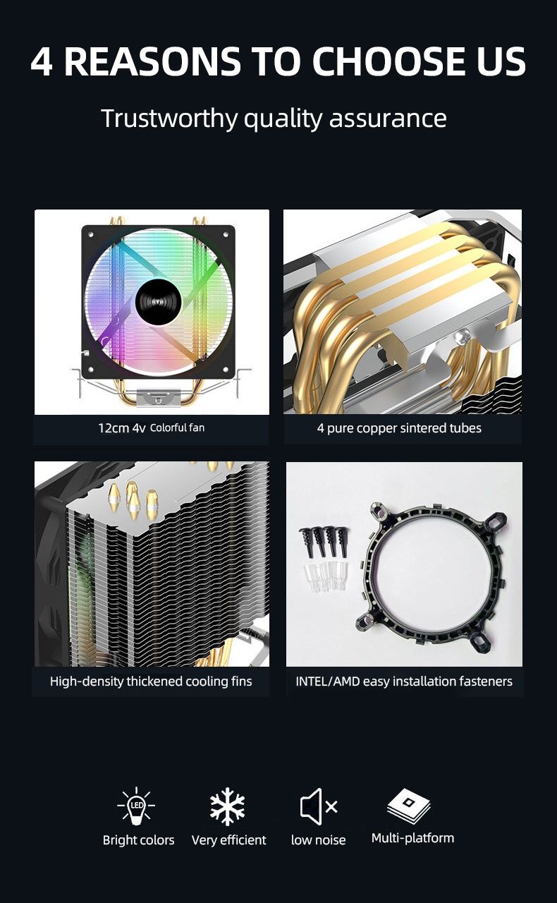 Баштовий кулер A400 RGB 120mm на 4 мідні трубки am4 am5 lga1700