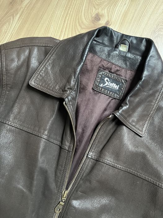 Męska kurtka skórzana L XL brązowa skóra katana