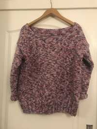 Swetr melanż rozmiar 38 sweter M damski dekolt gruby ciepły