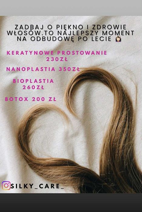 Keratynowe prostowanie włosów, Botox,  Bioplastia, Nanoplastia