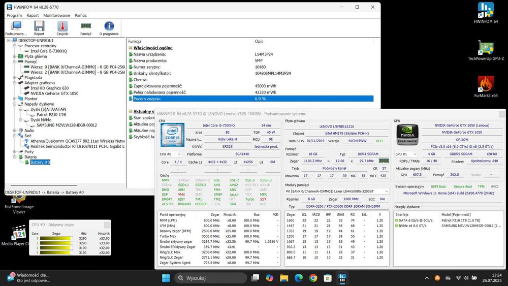 Laptop Lenovo Legion Y520-15IKBN/15.6/i5-7300HQ/GTX1050-4/16/SSD128+1T