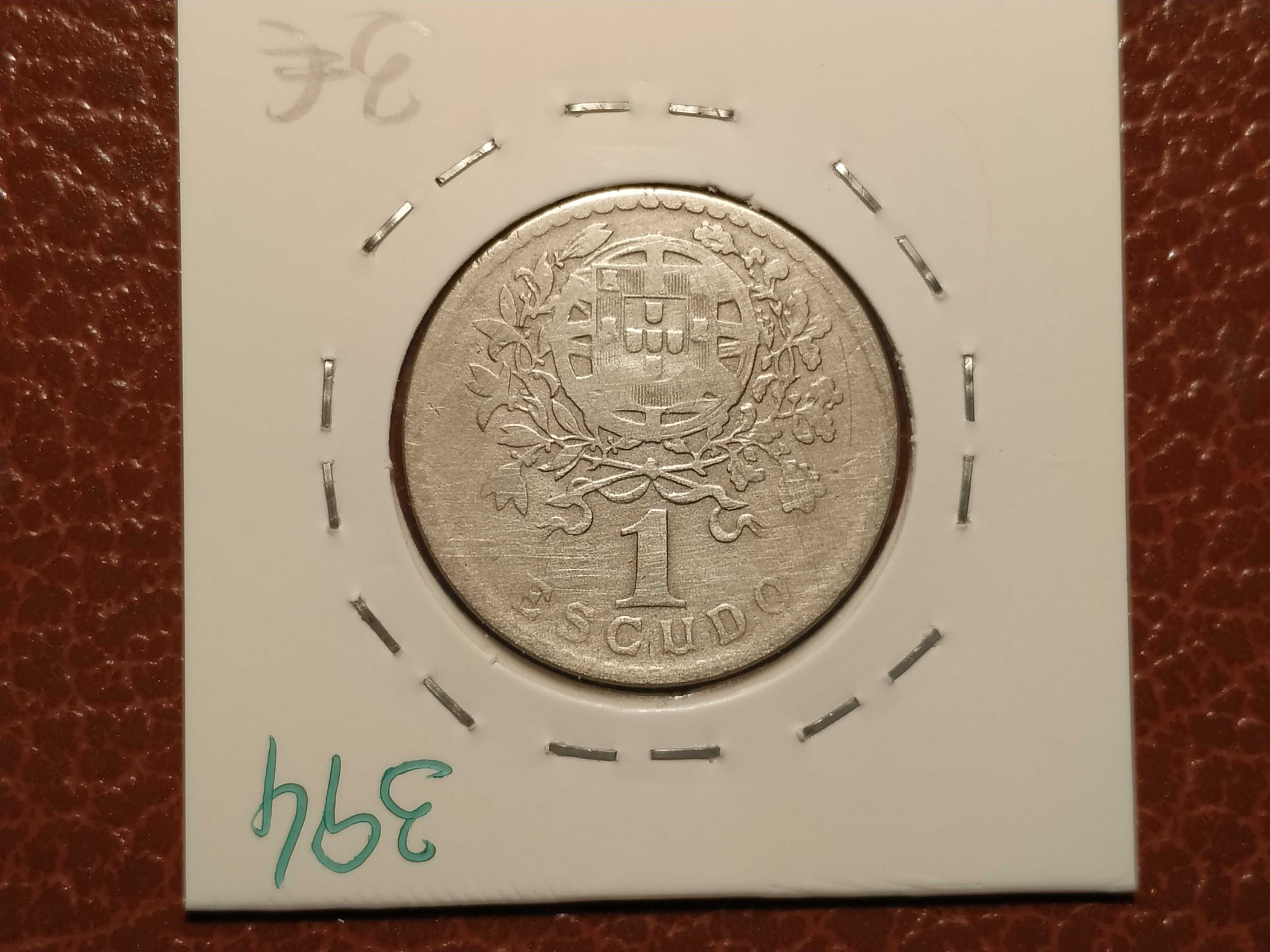 394 Portugal - moeda de 1 escudo de 1939 em alpaca