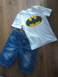 Zestaw dla chłopca 116+122 spodenki jeansowe podkoszulka Batman