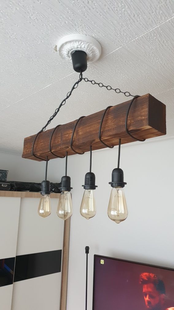 Lampa wisząca stara belka retro vintage rustykalna loft