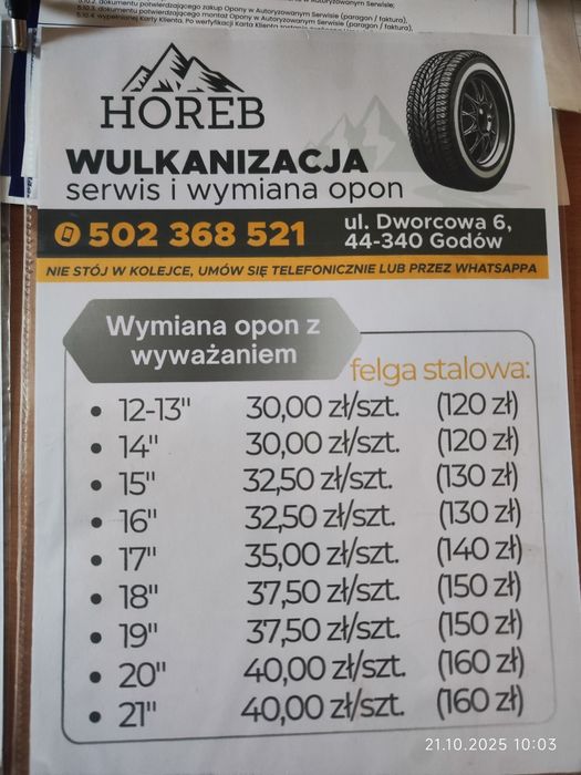 Wulkanizacja wymiana opon