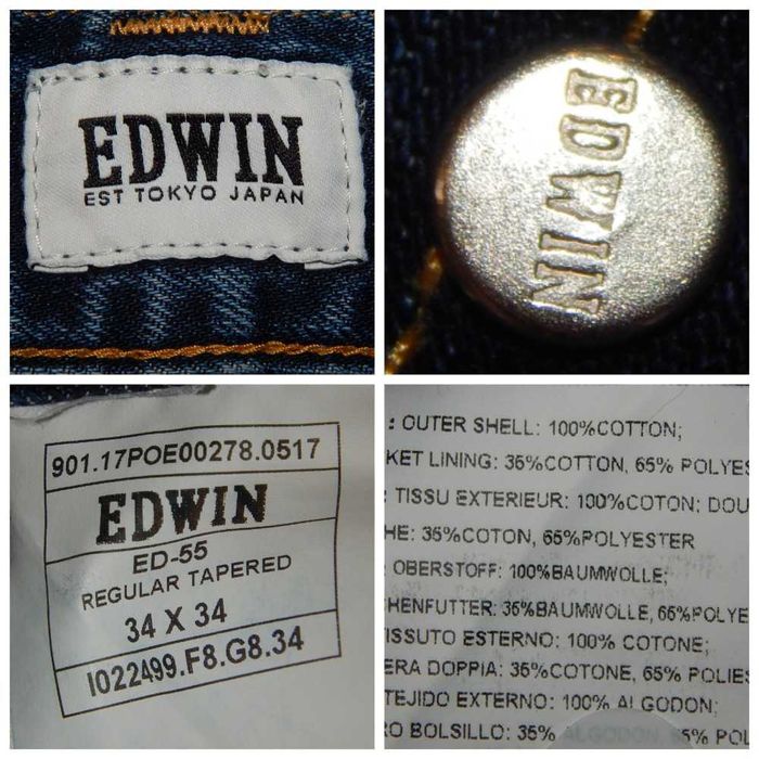 Джинсы regular tapered EDWIN ED-55. Size W34 L34