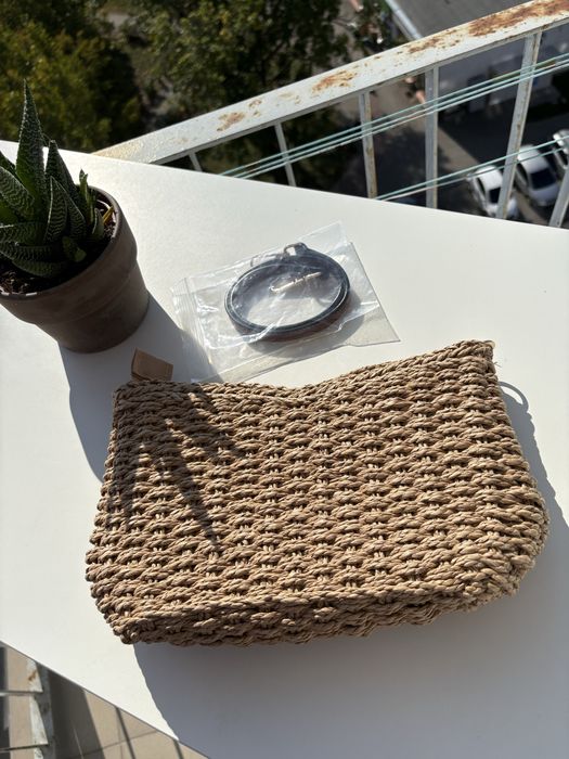 Nowa torebka pleciona koszyk boho z paskiem