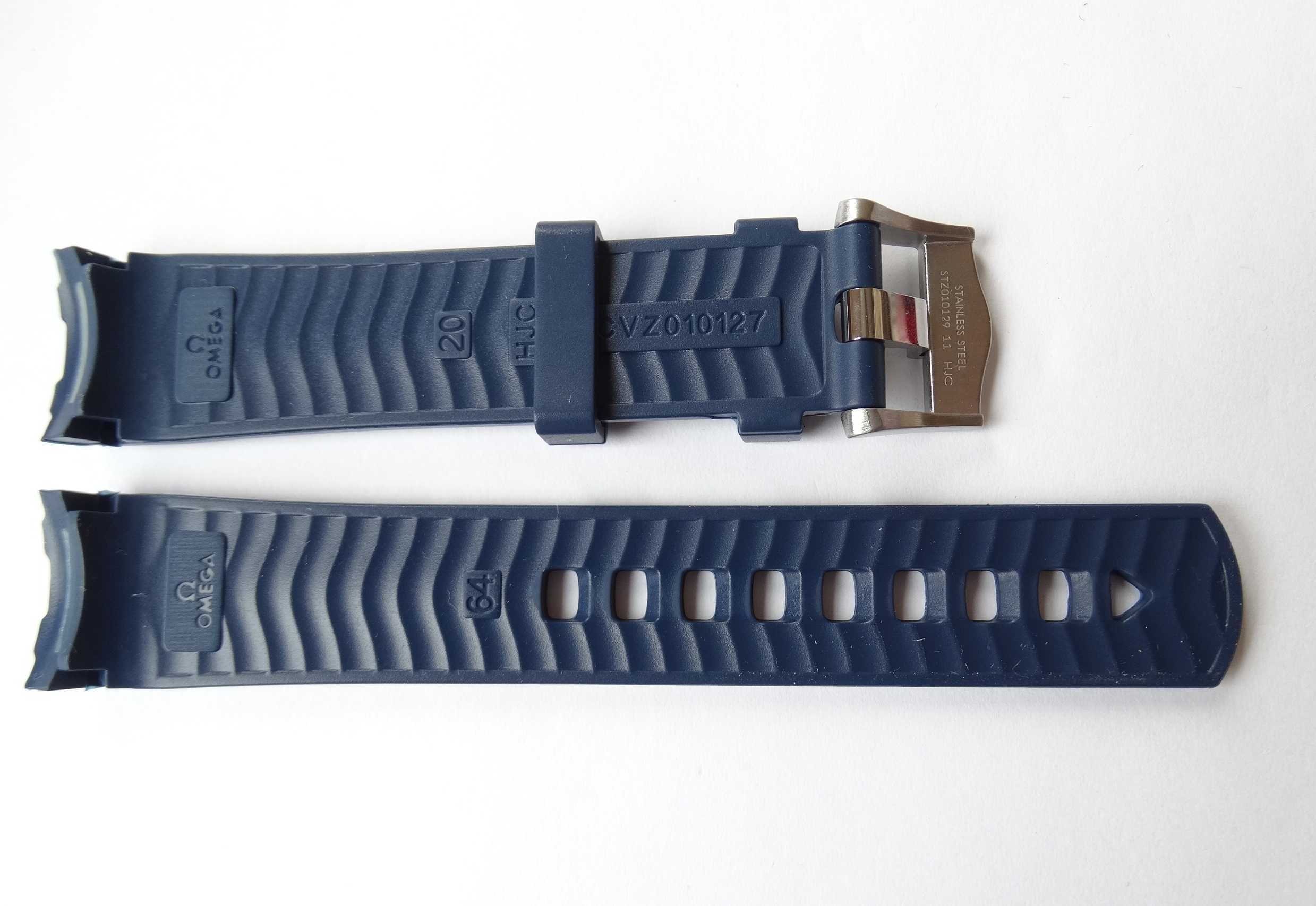 Pasek silikonowy 20mm czarny granatowy do zegarka Omega Seamaster 300