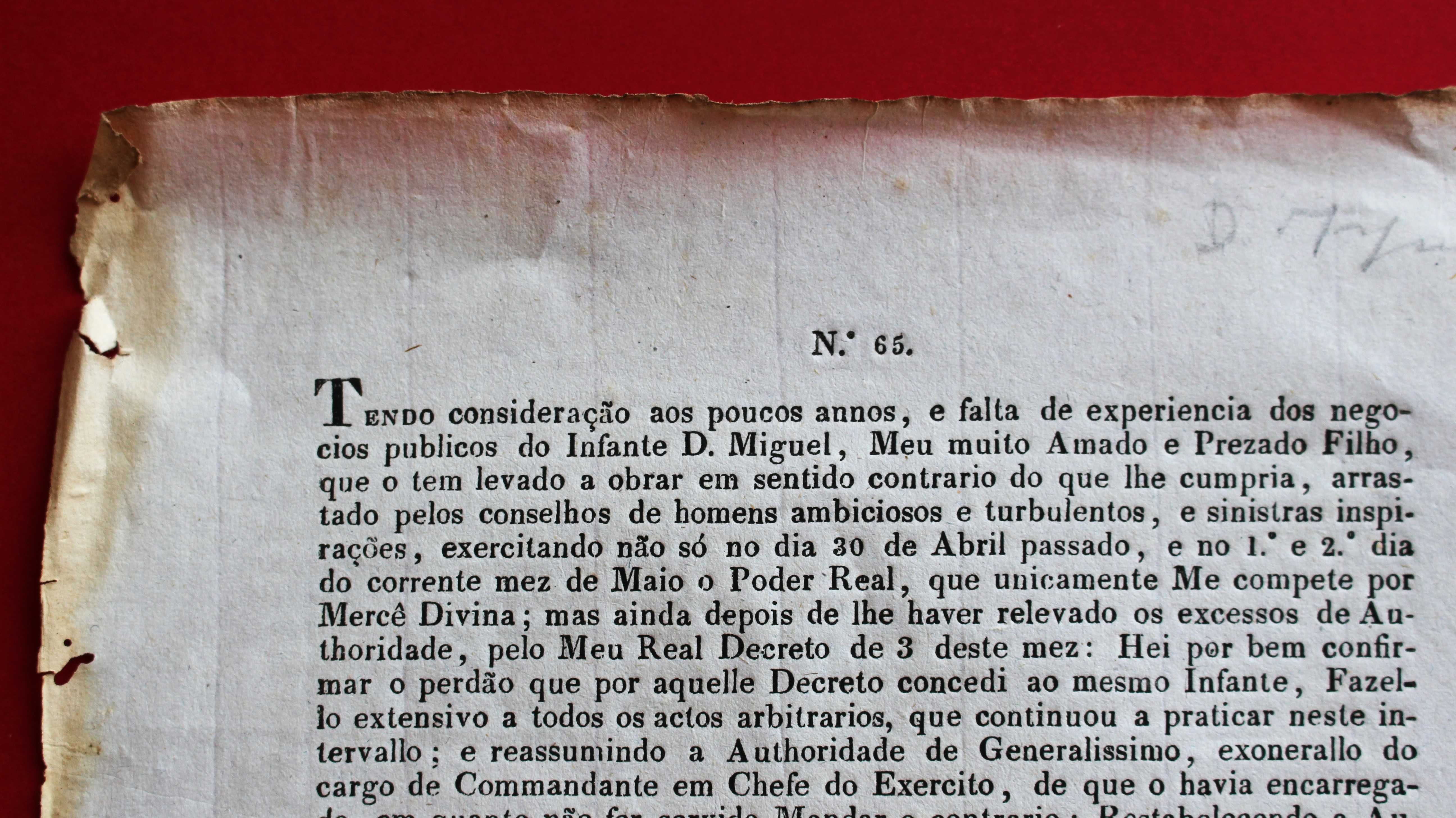 Abrilada D. João VI demite Infante D Miguel 9 maio 1824 carta régia
