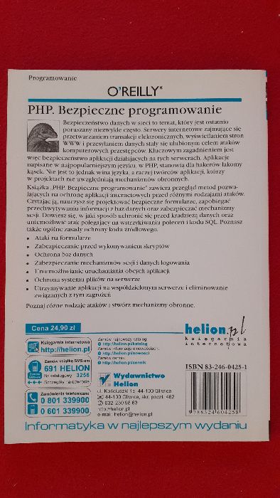 PHP bezpieczne programowanie - C. Shiflett - HELION O'REILLY nowa