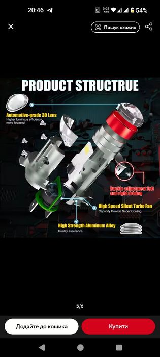 Міні лінза LED. Світлодіодні Міні лінзи H7 12-24V 110W 30000Lm Біле св