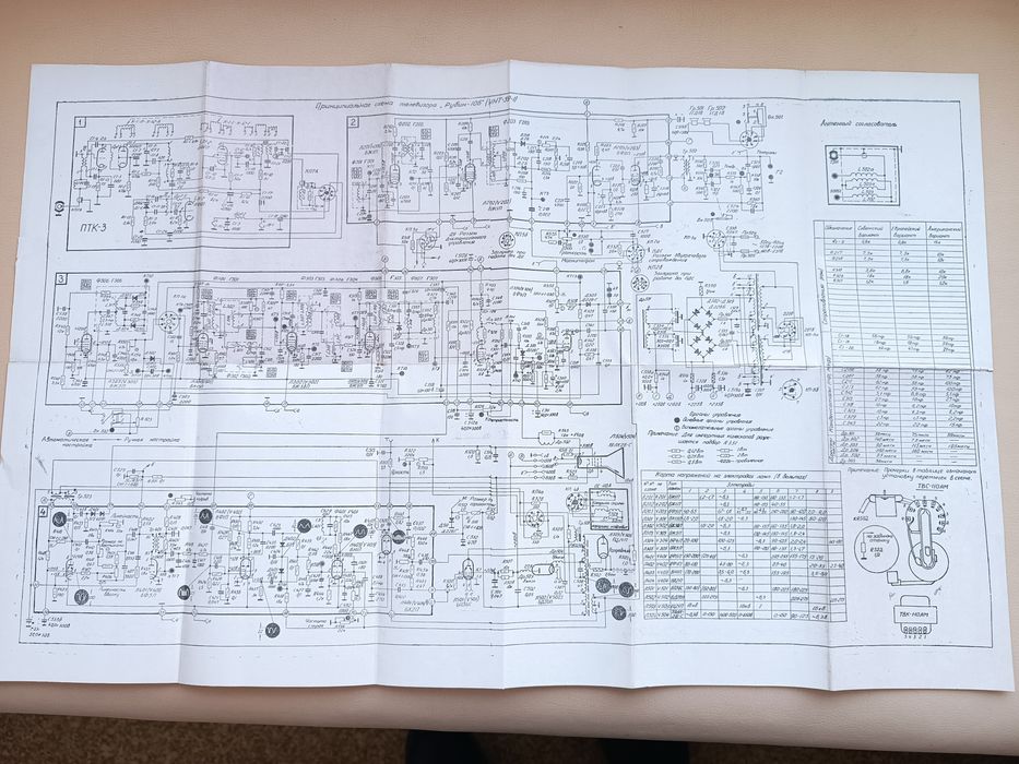 Заводская электросхема телевизора Рубин 106