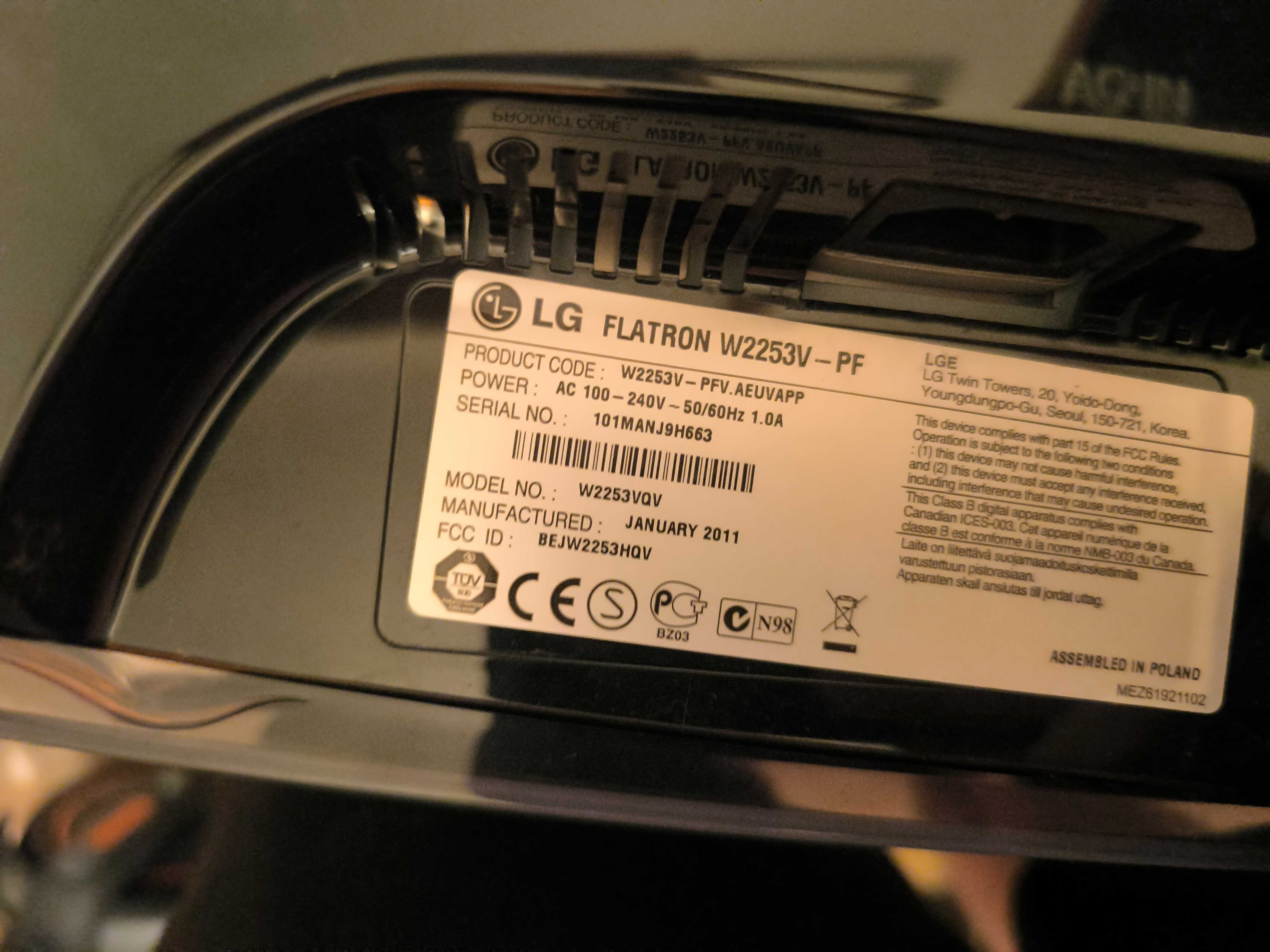 Monitor LG FLATRON W2253V-PF