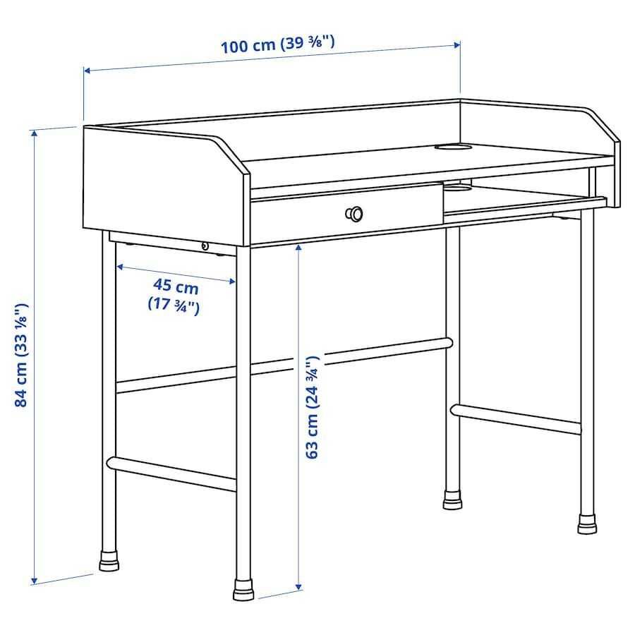 Biurko Ikea Hauga 100x45cm szkolne dla dziecka dzieci regulowane BDB