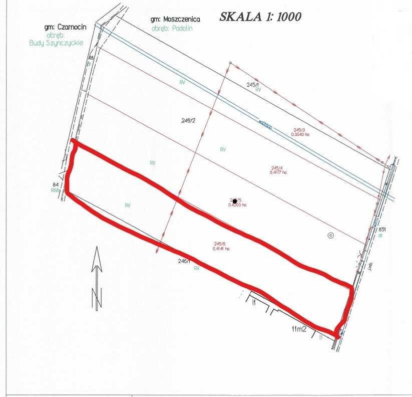 Działka - media + wydane WZ 4141m2