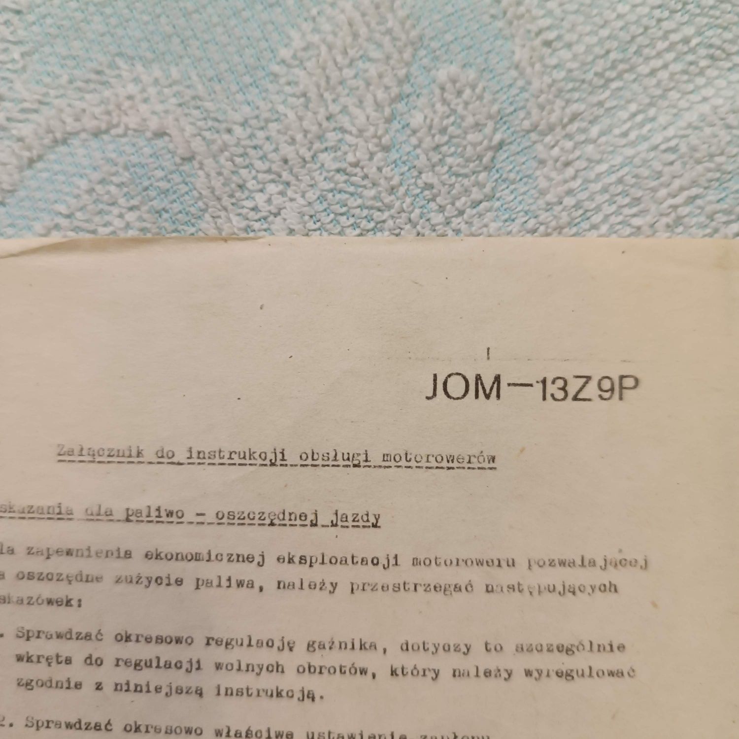 Załącznik do instrukcji obsługi motorowerów JOM-13Z9P Romet Komar
