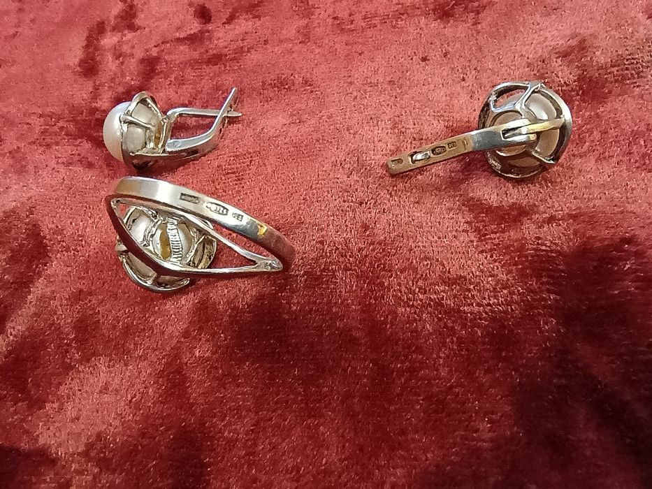 Набор серебряный с жемчугом