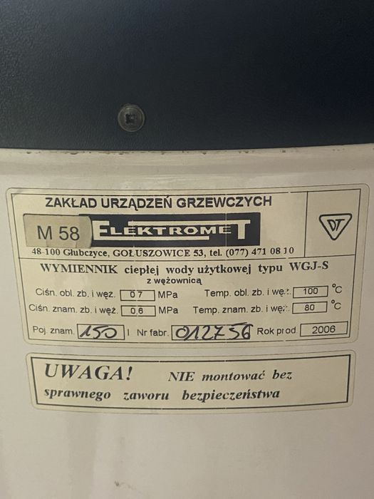 Bojler Wymiennik cieplej wody