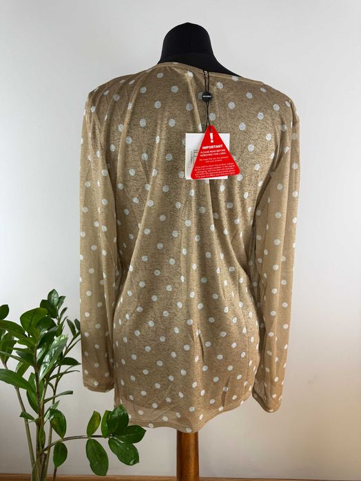 Beżowa nude asymetryczna bluzka w groszki Unique21 rozmiar 42 XL