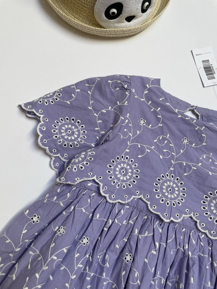 98-104 George Billie Faiers fioletowa bawełniana sukienka haftowana UK