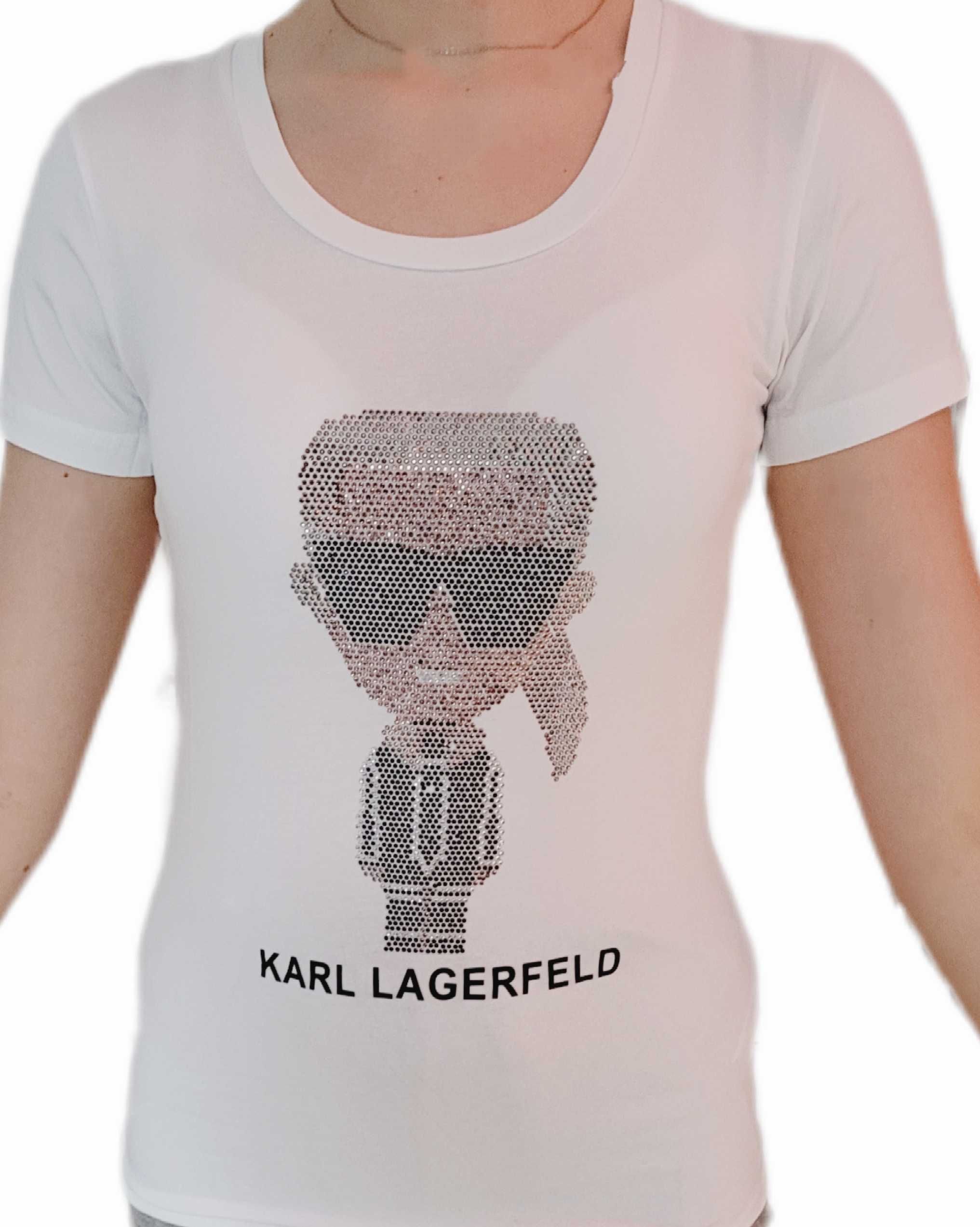 Koszulka damska Karl Lagerfeld roz.S Cyrkonie biała
