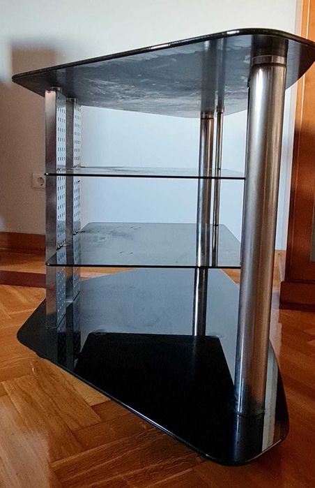 Móvel televisão em vidro temperado com rodas