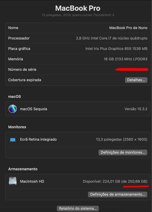 MacBook Pro 13 2019 CORE I7-8569U 2.80 GHZ 16GB RAM 256GB