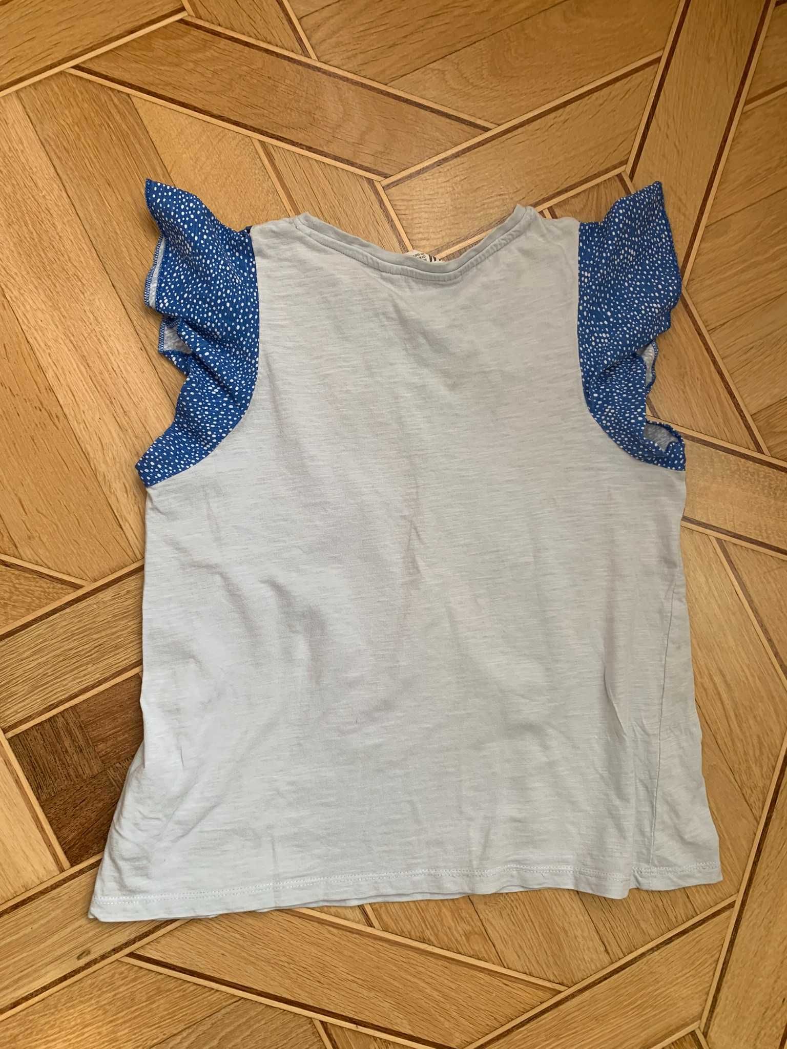 Футболка для девочки бабочка H&M 134-140 см, 8-10 лет голубая