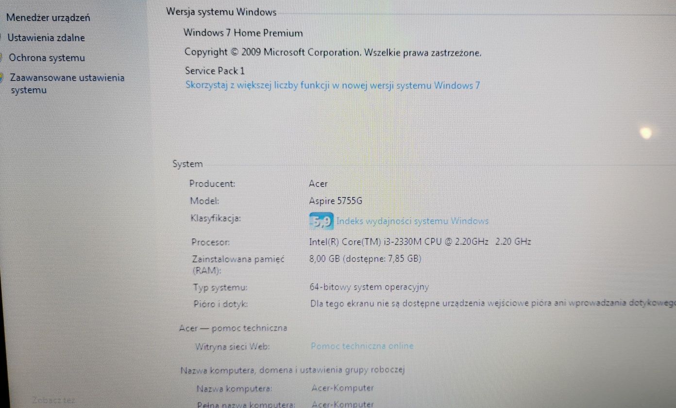 Acer 5755g Intel i3, 8 GB, 500 GB