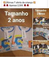 T shirts de criança já só tem tamanho 2 anos