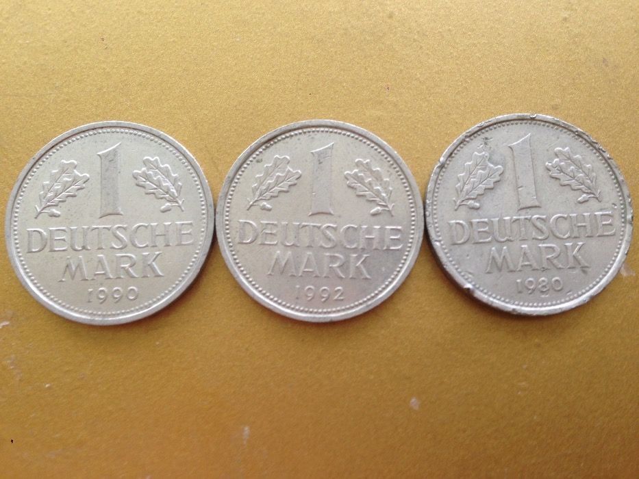Монета Deutsche mark Дойч марки 1992, 1990, 1980