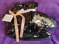 Тапочки с пайетками (женская обувь, подарок)