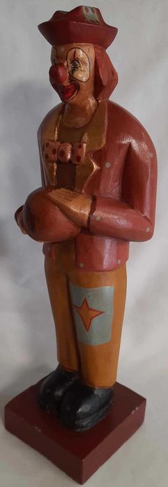 Klaun Stara Rzeźba Drewno Stara Zabawka Vintage V