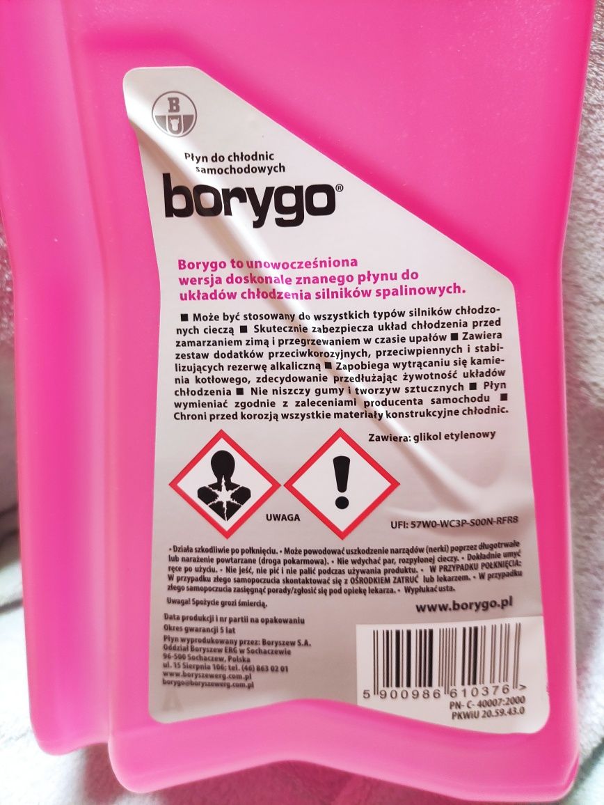 Nowy płyn do chłodnic Borygo różowy 5l
