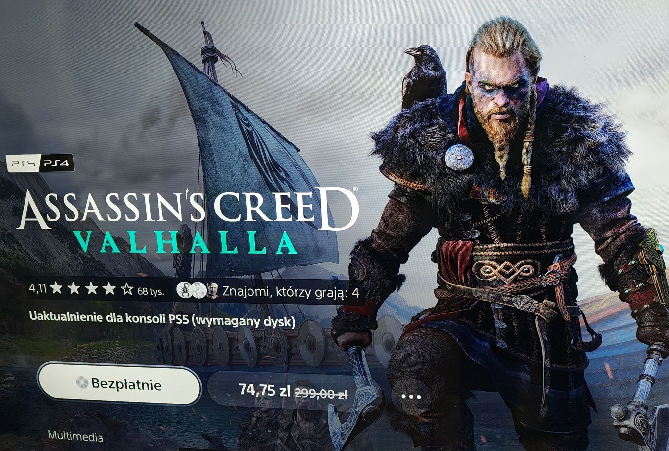 Assassins Creed Valhalla PL na PS4 3xPL 100% Sprawna +Bezpł Update PS5